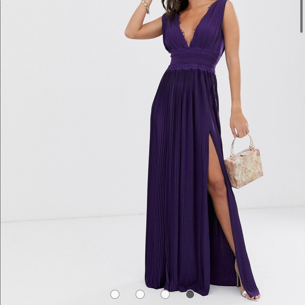 ASOS Tall Premium Lace Insert Pleated Maxi Dress